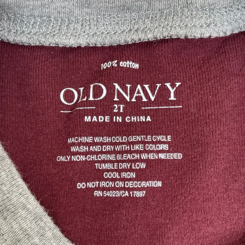 Vintage‎ Old Navy Boys 2T 2 Piece Long Sleeve One Piece Burgundy Cream 90s Y2K